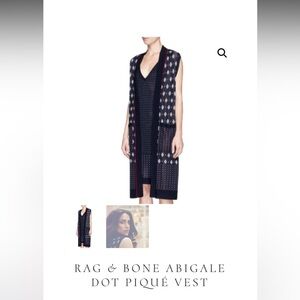 Rag & Bone Abigale Dot Pique Vest Cardigan xs NWT